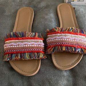 Forever 21 slide on multi colored sandals